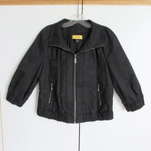 St. John Yellow Label Black Jacquard Bomber Jacket